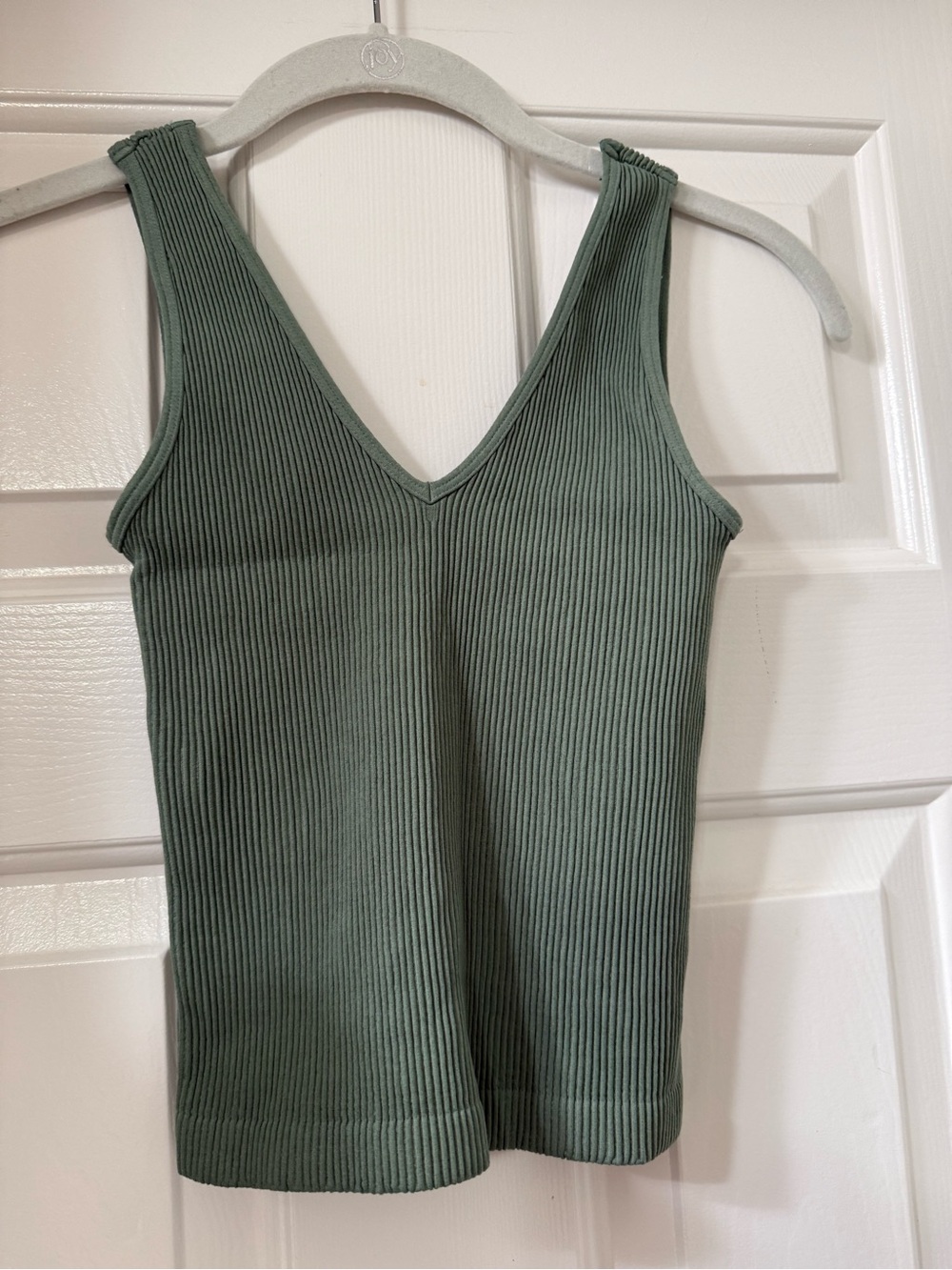 Nikibiki Ribbed V-Neck Tank Top - Sage Green